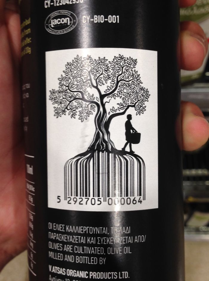 Штрих-код на упаковке оливкового масла