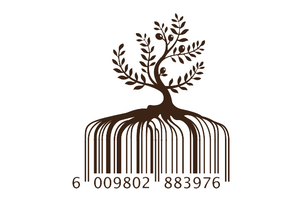 Штрих-код в форме корней дерева